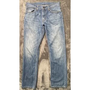 Levi's 514 Slim Straight Fit Jeans Men's 32x34 Blue Whiskered Denim Pants